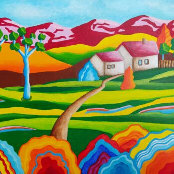 Malerei mit dem Titel "Blooming spring" von Peter Vamosi, Original-Kunstwerk, Acryl