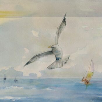 Painting titled "Liberté" by Marina Mothes, Original Artwork, Watercolor