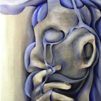 Painting titled "Le masque du silence" by Fabrice Kocurek, Original Artwork, Oil Mounted on Wood Stretcher frame
