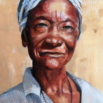 Peinture intitulée "Nourrice du Burkina…" par Christian Lartaud (Christian Gavots), Œuvre d'art originale, Huile