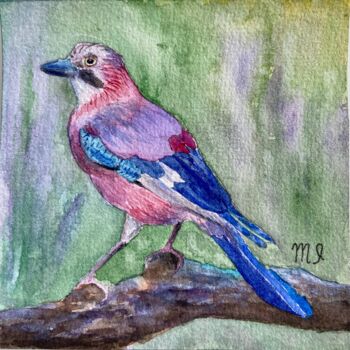 Peinture intitulée "Jay bird" par Inna Martynenko, Œuvre d'art originale, Aquarelle