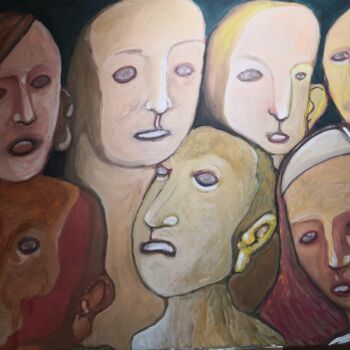 Painting titled "Talking heads" by Paolo Erriu, Original Artwork, Pigments Mounted on Wood Stretcher frame