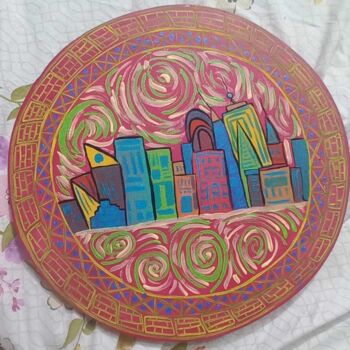绘画 标题为“Pink City” 由Oriental Empyrean - The Art Gallery, 原创艺术品, 丙烯