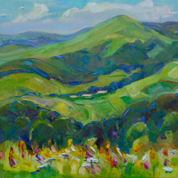 Painting titled "Mountain Srbasar" by Arus Pashikyan, Original Artwork, Oil Mounted on Wood Stretcher frame