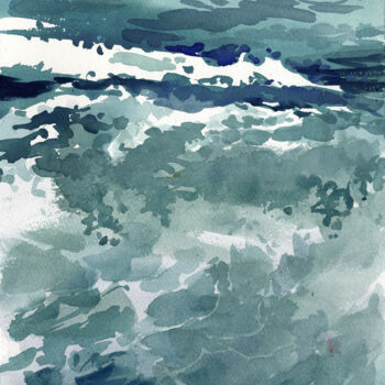 Schilderij getiteld "N°907 Marine" door Alexandre Dumitrescu, Origineel Kunstwerk, Aquarel