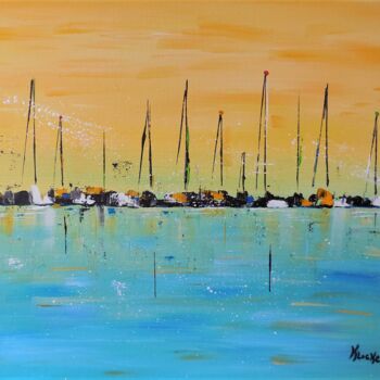 Ζωγραφική με τίτλο "Lever du jour sur l…" από Karine Locke, Αυθεντικά έργα τέχνης, Ακρυλικό Τοποθετήθηκε στο Ξύλινο φορείο σ…