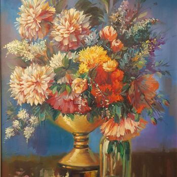 "Blumen" başlıklı Tablo Aryanpalet tarafından, Orijinal sanat, Petrol Ahşap Sedye çerçevesi üzerine monte edilmiş