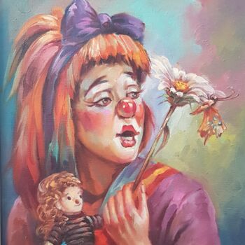 "Clown" başlıklı Tablo Aryanpalet tarafından, Orijinal sanat, Petrol Ahşap Sedye çerçevesi üzerine monte edilmiş