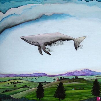 Painting titled "balena di pietra" by Vincenzo Squillacioti, Original Artwork, Tempera