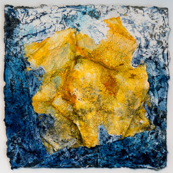 Malerei mit dem Titel "Aufleuchten" von Jutta Blühberger, Original-Kunstwerk, Pigmente Auf Holzplatte montiert
