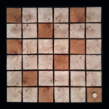 Sculpture titled "cruciWOODerba" by Davide Capriata, Original Artwork, Wood Mounted on Wood Panel