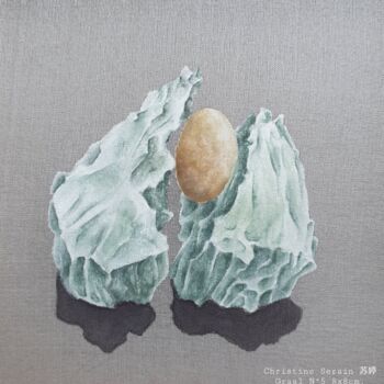 Painting titled "Graal N°5" by Christine Serain (Suting Su Ting), Original Artwork, Watercolor Mounted on Wood Stretcher fra…
