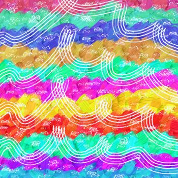 Arts numériques intitulée "Colorful Sea waves" par Vafa Majidli, Œuvre d'art originale, Peinture numérique