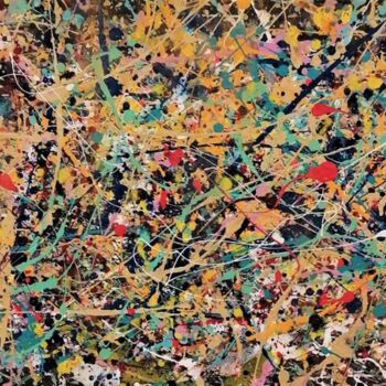 「Feux d'artifices」というタイトルの絵画 Anne Robinによって, オリジナルのアートワーク, アクリル ウッドストレッチャーフレームにマウント