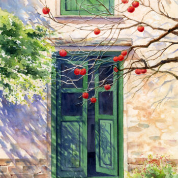 Painting titled "Late Autumn - Fin d…" by Tiny Pochi, Original Artwork, Watercolor