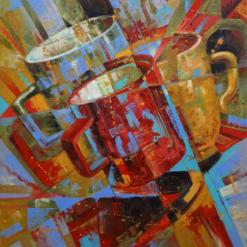 Painting titled "Three cups" by Serhii Voichenko, Original Artwork, Oil