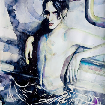 绘画 标题为“Pool. 3 a.m.” 由Leyla Zhunus, 原创艺术品, 水彩