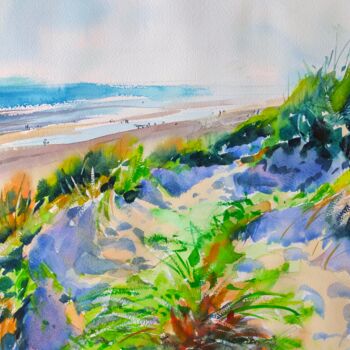 Peinture intitulée "Camber Sands Beach,…" par Ibolya Taligas, Œuvre d'art originale, Aquarelle