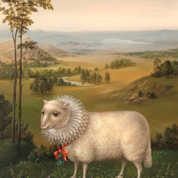 제목이 "Summer - Pastorale.…"인 판화 Irena Aizen로, 원작, 디지털 인쇄 나무 들것 프레임에 장착됨