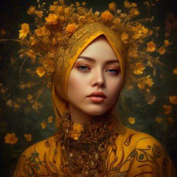 Digital Arts titled "#3 - Golden Woman" by Eric Lespinasse, Original Artwork, Digital Photography Mounted on Aluminium