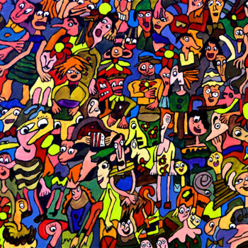 Painting titled "Bonne fête" by Yves Perrin, Original Artwork, Acrylic Mounted on Wood Stretcher frame
