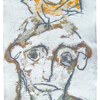 绘画 标题为“Hombre con pájaro 2…” 由Albert Cruells, 原创艺术品, 丙烯 安装在纸板上