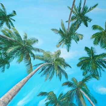 Картина под названием "Palm trees №4" - Elena Petrova, Подлинное произведение искусства, Масло