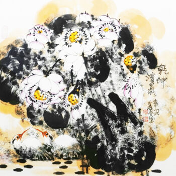 Painting titled "Fragrance of lotus…" by Dayou Lu, Original Artwork, Pigments