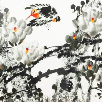 Painting titled "Sleepy in the sprin…" by Dayou Lu, Original Artwork, Pigments