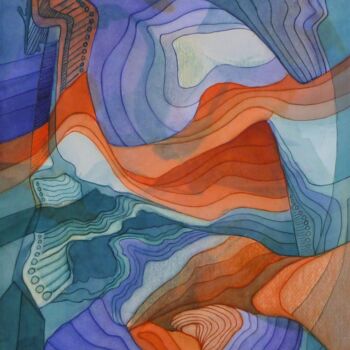 Painting titled "Abstraction 14-02-23" by Richard Aubin, Original Artwork, Watercolor