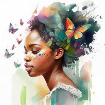 Arts numériques intitulée "Watercolor Butterfl…" par Chromatic Fusion Studio, Œuvre d'art originale, Aquarelle