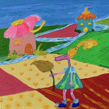 绘画 标题为“GOLD LEAF PİNKO” 由Nida Acun, 原创艺术品, 丙烯