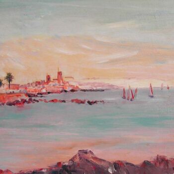 Peinture intitulée "ANTIBES LES REMPART…" par Michèle Froment, Œuvre d'art originale, Huile Monté sur Châssis en bois