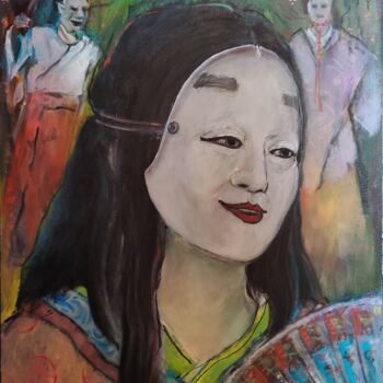 Ζωγραφική με τίτλο "Song of the Kabuki…" από Richard Cress, Αυθεντικά έργα τέχνης, Λάδι
