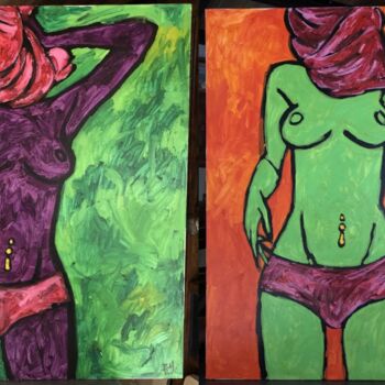 Painting titled "Diptych "Pink Paran…" by Vadim Mykhalchuk, Original Artwork, Oil