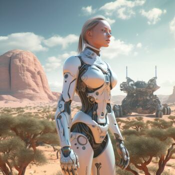 Цифровое искусство под названием "Robot Girl 5" - Guze, Подлинное произведение искусства, Изображение, сгенерированное ИИ