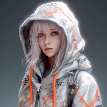 Цифровое искусство под названием "KI Girl 4" - Guze, Подлинное произведение искусства, Изображение, сгенерированное ИИ