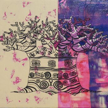 Peinture intitulée "Baobab guerrier" par Séverine Piques (WOERLY), Œuvre d'art originale, Acrylique Monté sur Carton