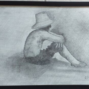 "Homme au chapeau" başlıklı Resim Roselyne Quinchon/Creff tarafından, Orijinal sanat, Kalem