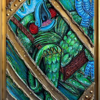 Peinture intitulée "Cage dorée" par Edie Tempier, Œuvre d'art originale, Acrylique Monté sur artwork_cat.