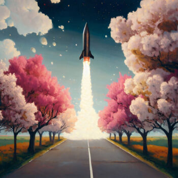"Blossom Blastoff" başlıklı Dijital Sanat Rodrigo Muñoz tarafından, Orijinal sanat, AI tarafından oluşturulan görüntü