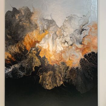 Painting titled "FIRE AND ASH" by Grecu Ionut, Original Artwork, Acrylic Mounted on Wood Stretcher frame