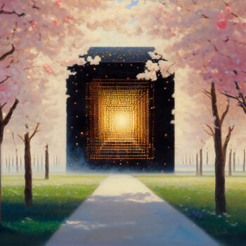 Digitale Kunst mit dem Titel "Quantum Bloom" von Rodrigo Muñoz, Original-Kunstwerk, KI-generiertes Bild