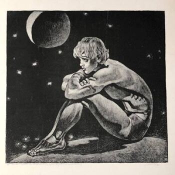 "Man and Cosmos. Bec…" başlıklı Baskıresim Nikolay Popov tarafından, Orijinal sanat, Litografi