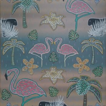 Peinture intitulée "Tropical trip" par Véronique Genot, Œuvre d'art originale, Huile Monté sur Châssis en bois