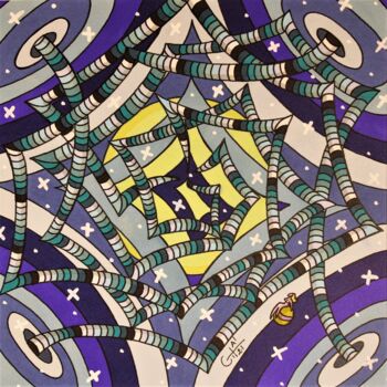 Dessin intitulée "Galaxie marine dans…" par Vincent Gibert, Œuvre d'art originale, Marqueur