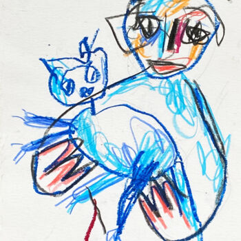 제목이 "Gata azul.  - Blue…"인 판화 Albert Cruells로, 원작, 디지털 인쇄