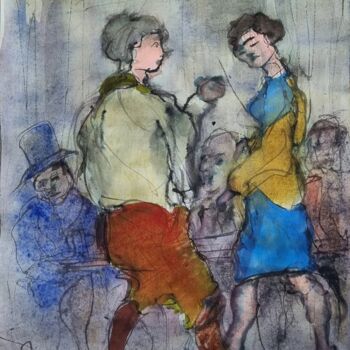 Peinture intitulée "Les deux amies" par Pierre Milosavljevic, Œuvre d'art originale, Aquarelle