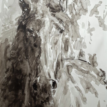 제목이 "PORTRAIT D’UN CHEVAL"인 미술작품 Xavier Auffret로, 원작, 잉크