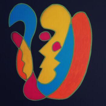 Peinture intitulée "Reflets intérieurs" par Yahya Ahssaini, Œuvre d'art originale, Acrylique Monté sur Châssis en bois